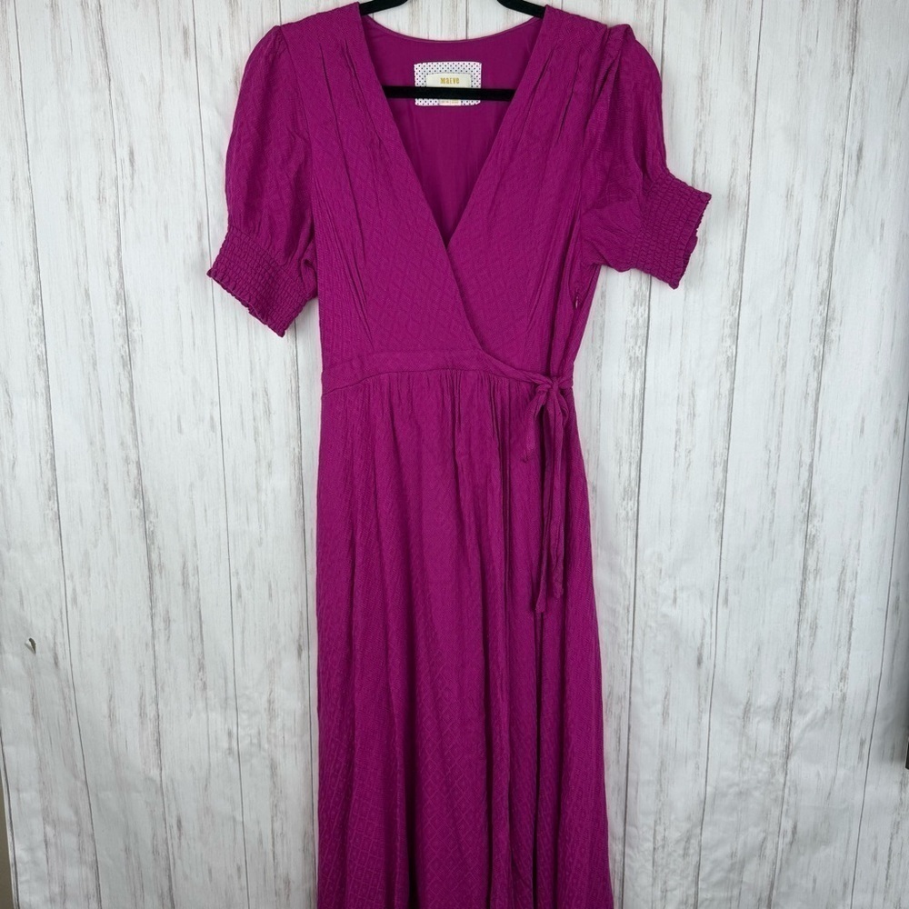 Anthropologie Maeve Magenta Wrap Dress US Small